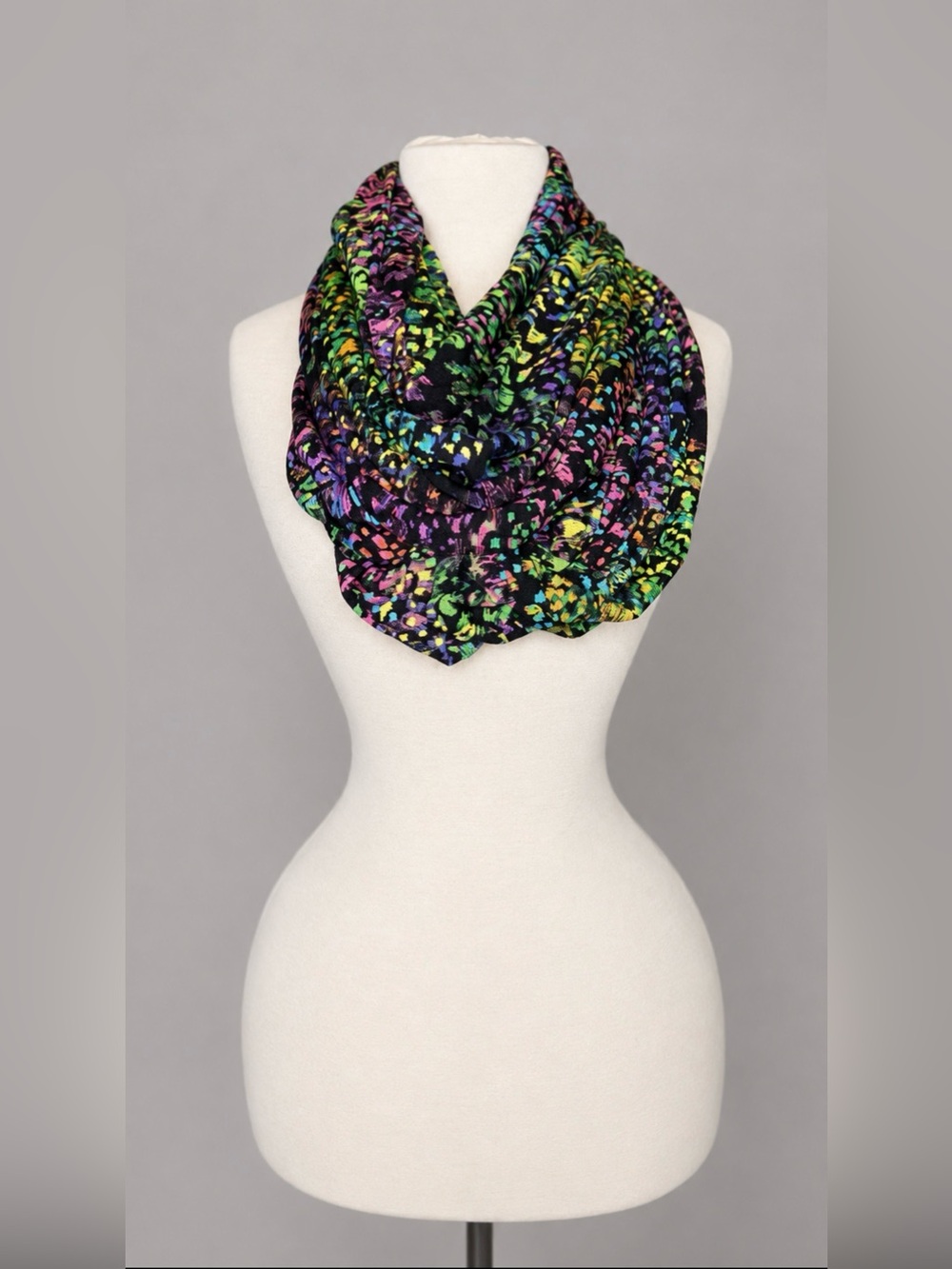 Colorful Abstract Infinity Scarf Wrap Festival Boho Statement